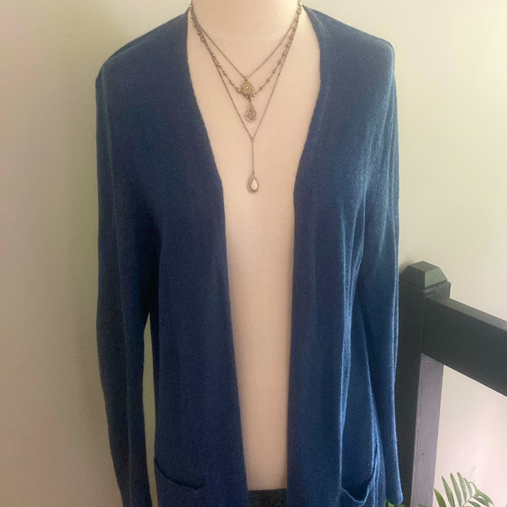 J.Jill long sweater cardigan size M, blue. New without tags.